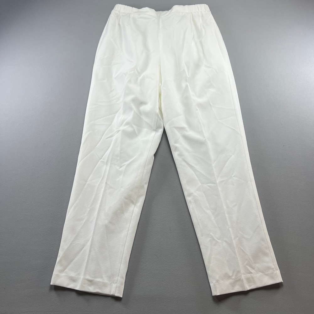 Tanjay Pull On Pants Womens 12 White Stretch Elastic Waist Straight Leg Casual